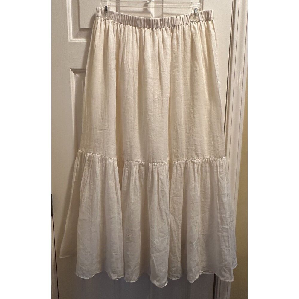 Banana Republic Cream Cotton Ramie Boho Beach Prairie Top‎ Maxi Skirt